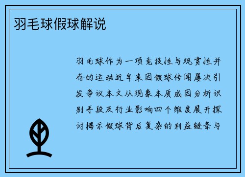 羽毛球假球解说