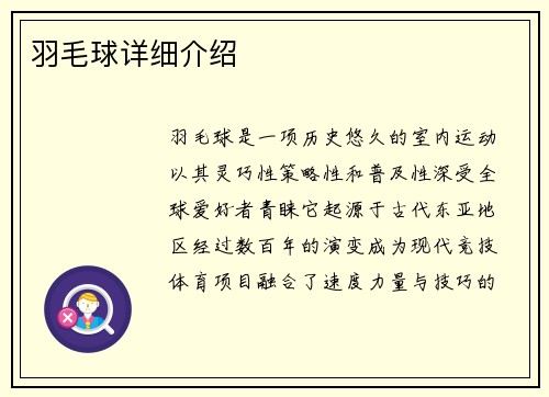 羽毛球详细介绍